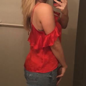 Red silk top